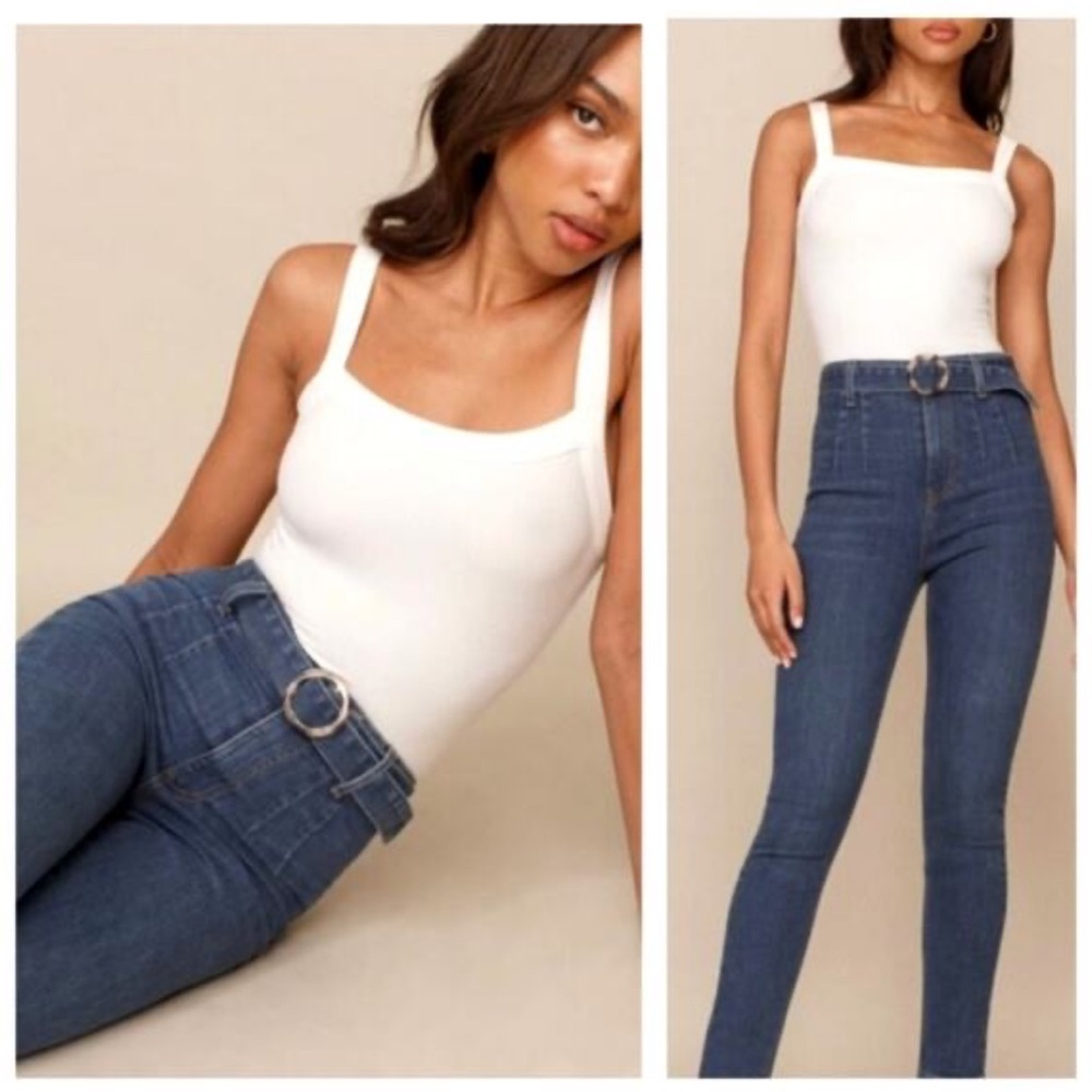 Reformation Marilyn Belted Ultra High Rise Skinny Jeans